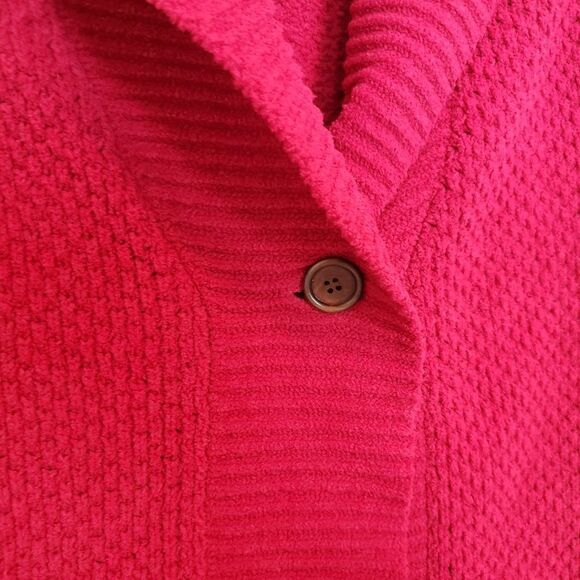 Lucky Brand Chenille Knit Red Sweater Size S / M Cardigan Cozy Open Front Y2K - Picture 4 of 8